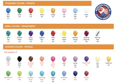 Custom Colour Chart Custom Balloon Printing