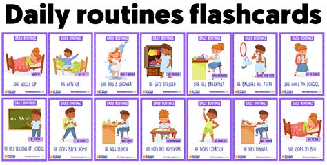 Daily Routines For Kids Flashcards Esl Teachers Resources