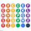 Colorful Alphabet Set Of Letters In Circles Cards For Garland Stock 