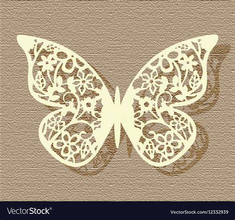 Lace butterfly on texture background Royalty Free Vector
