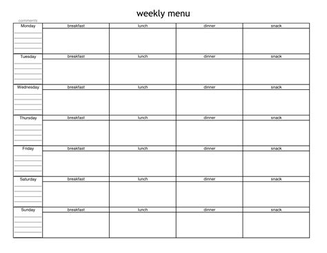 Blank Meal Planner Sheet 7 Free Pdf Printables Printablee