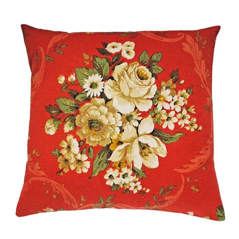 Red Floral Linen Cushion From Indigo And Rose