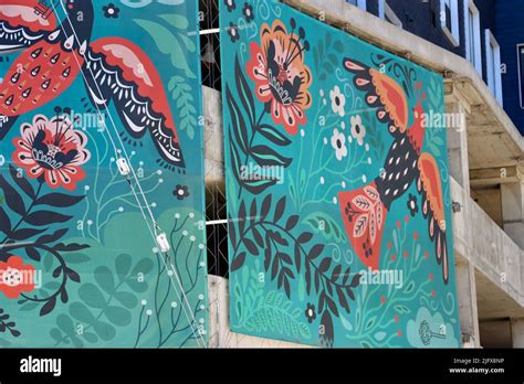 Large mural outside Church+State highrise apartment building in Ohio