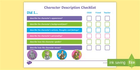 Lks2 Character Description Checklist Teacher Made