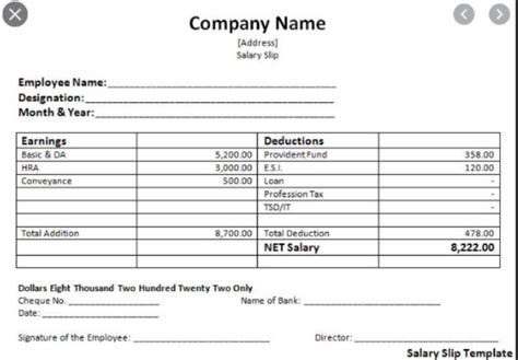 Salary Slip Format Components Deductions Download Salary Slip In