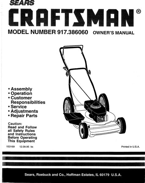 Craftsman 917386060 User Manual Rotary Lawn Mower Manuals And Guides