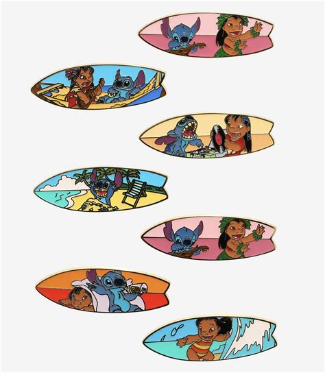 Lilo And Stitch Surfboard Portraits Blind Box Disney Pin Set At Boxlunch