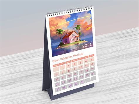 Free Vertical Table Desktop Calendar Mockup Psd Designbolts
