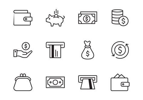 Money Finance Icon Set Line Style Design Vector Graphic Illustration