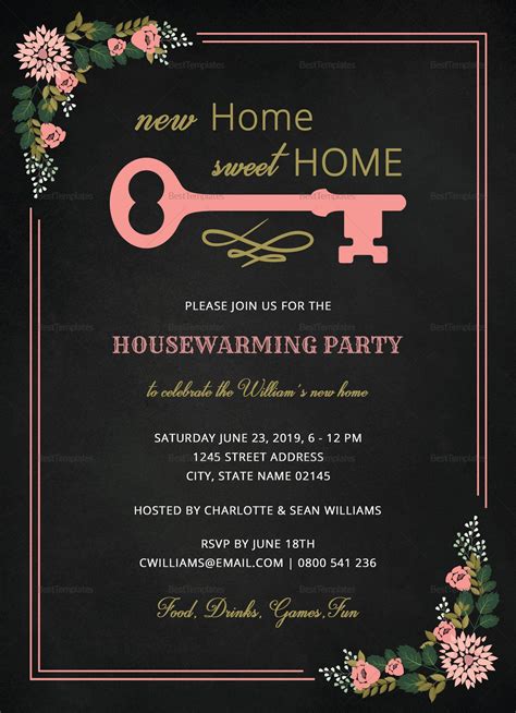 Housewarming Invitation Template Microsoft Word Chalkboard Housewarmi