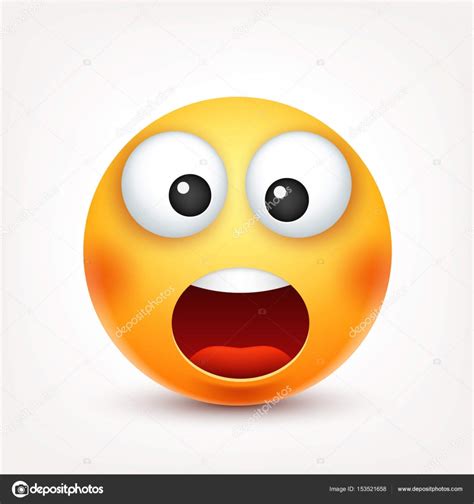 Smiley Surprised Emoticon Yellow Face With Emotions Facial Expression