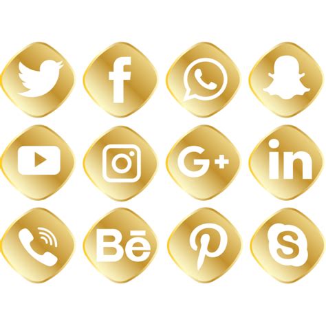 Conjunto De ícones De Mídia Social Dourada Mídia Social Logotipo De