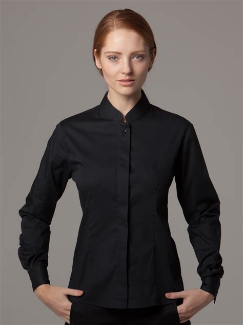 kustom kit bargear® ladies long sleeve mandarin collar shirt kk740 k740 customize nation