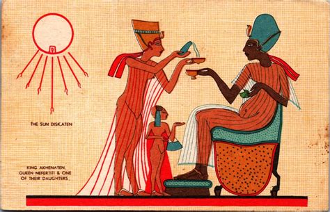 egypt king ankhesenamun queen nefertiti and on of their daughter postcard c011 africa egypt