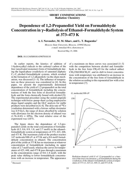 Pdf Dependence Of 12 Propanediol Yield On Formaldehyde Concentration