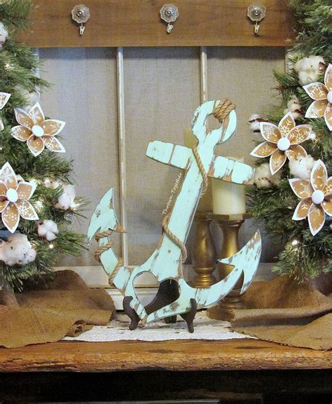 Anchor With Heart And Rope Rustic Wood Wall Decor Handmade 20 Wood