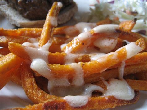 In a large bowl, toss the sweet potatoes and cornstarch together until the sweet potatoes are coated. Sweet Potato Fries Dipping Sauce