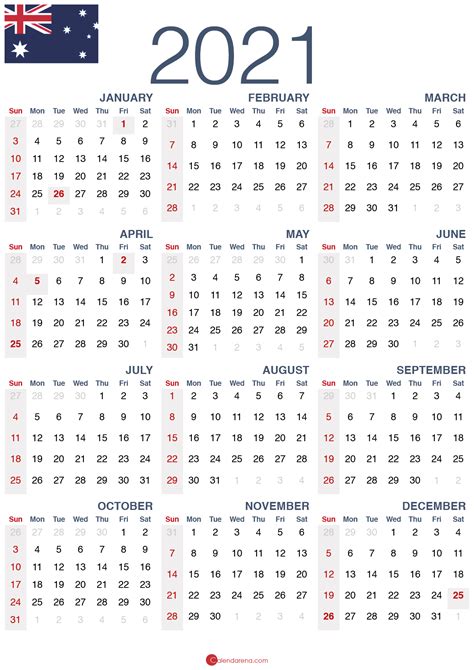 March 2021 Printable Monthly Calendar 2021 Australia