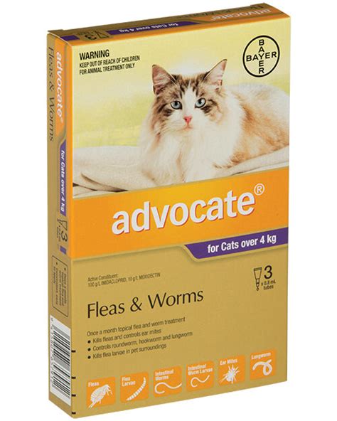 Advocate Flea And Worm Treatment For Cats Over 4kg 3 Or 6 Pack Vets
