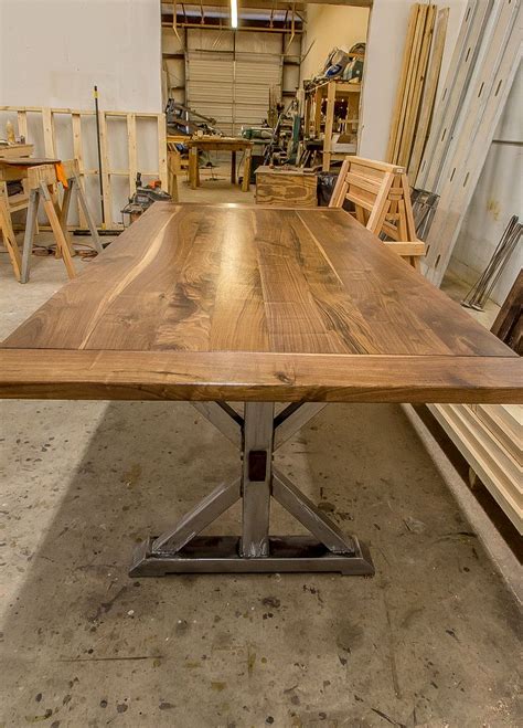 Shop farm tables and other modern, antique and vintage tables from top sellers and makers around the world. Modern Industrial Trestle Table | KS WoodCraft