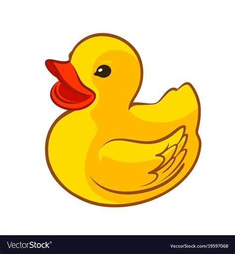 Rubber Yellow Duck Toy Symbol Or Icon Cartoon Vector Illustration