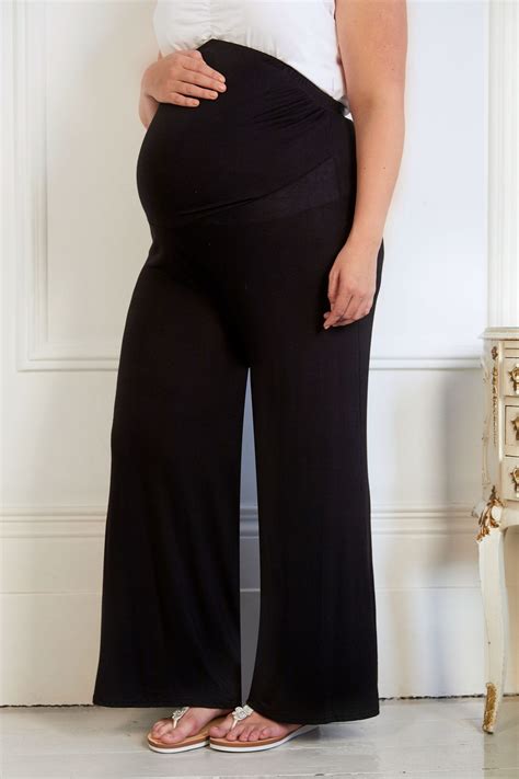 Bump It Up Maternity Black Palazzo Trousers With Comfort Panel Size 16