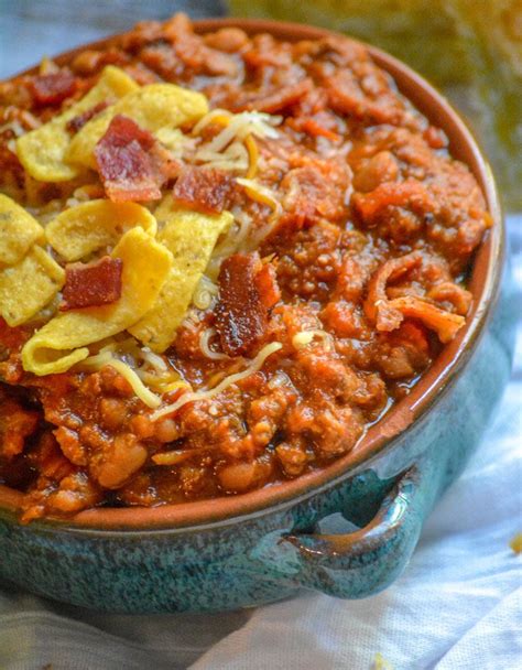 2 cans of bush baked beans (1 can mapl. Ground Beef & Bacon Baked Bean Chili - 4 Sons 'R' Us | Recipe | Beef bacon, Baked beans with ...