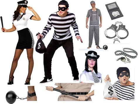 Cops Robbers Fancy Dress Costume Police Robber Convict