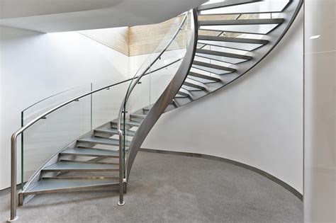 Outdoor Indoor Modern Design Stainless Steel Curved Staircase Residential Steel Stairs Curved