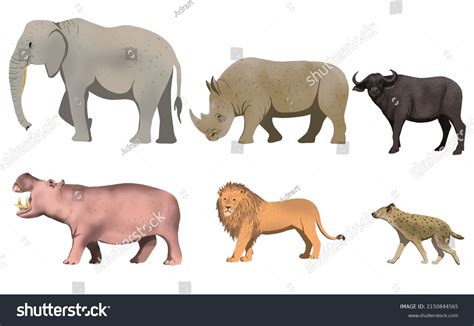 Set African Wild Animals Hyena African Stock Illustration 2150844565