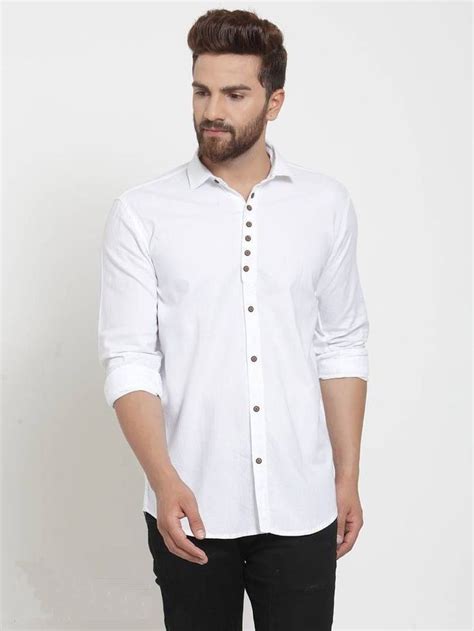 White Solid Cotton Casual Shirt For Men Casual Shirts For Men Casual