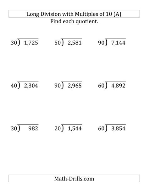 Long Division Worksheets And Answers