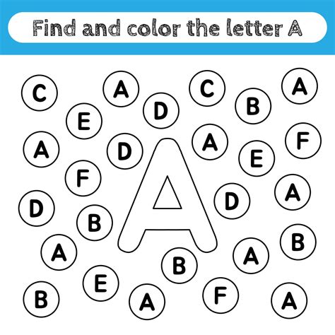 Learning Worksheets For Kids Find And Color Letters Educational Game