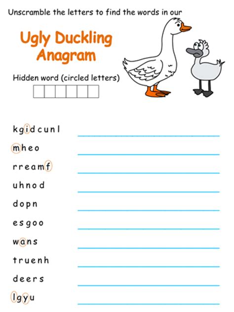 Ugly Duckling Anagram Puzzles