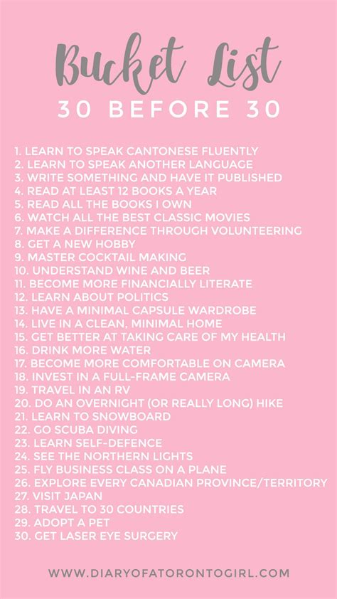 Realistic Bucket List 30 Things To Do Before 30