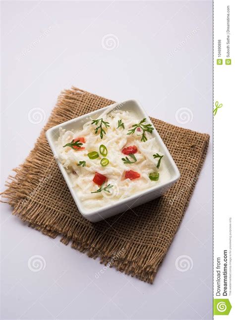 Radish Raita Daikon Or Mooli Koshimbir Salad Stock Photo Image Of