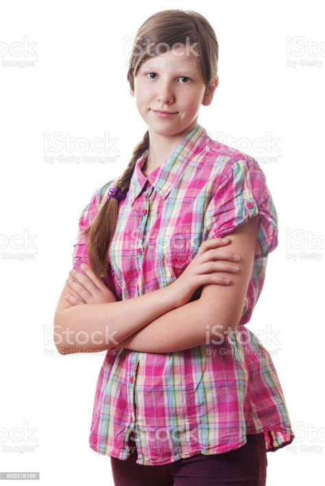 Arms Crossed Teenage Girl Isolated Stock Photo Download Image Now