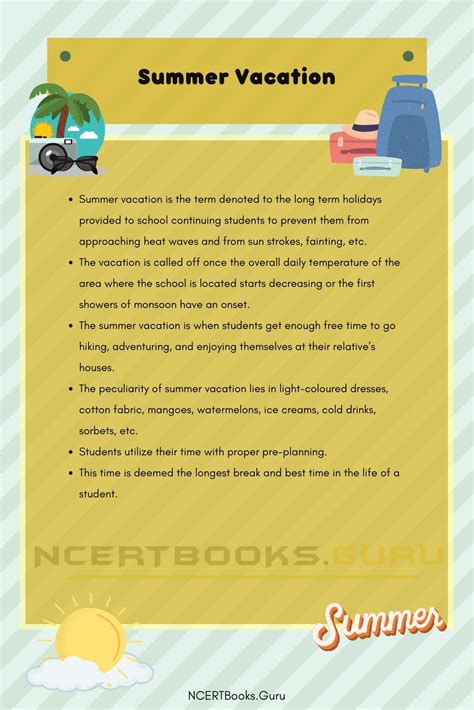 10 Lines On Summer Vacation For Students And Children In English