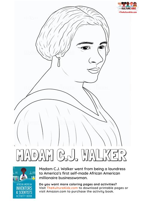 Madam C J Walker Coloring Page The Kulture Kidz Coloring Library