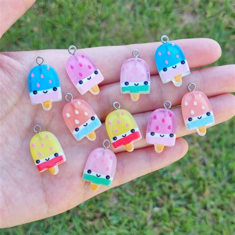 Kawaii Popsicle Charm Cute Summer Popsicle Smiling Face Etsy