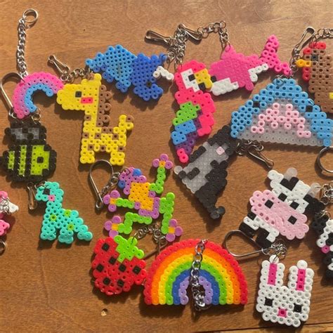 Kawaii Cats Perler Beads Art Can Be Fridge Magnet Keychain Etsy
