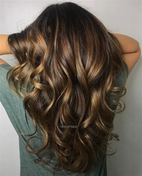 Highlights Hair Idea Dark Brown Hair With Chunky Golden Highlights