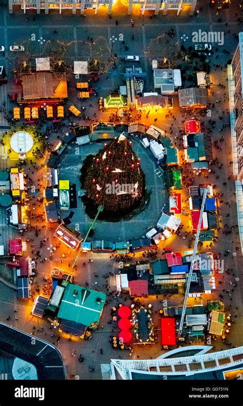 Aerial View Giant Christmas Tree On The Hansaplatz Square Dortmund