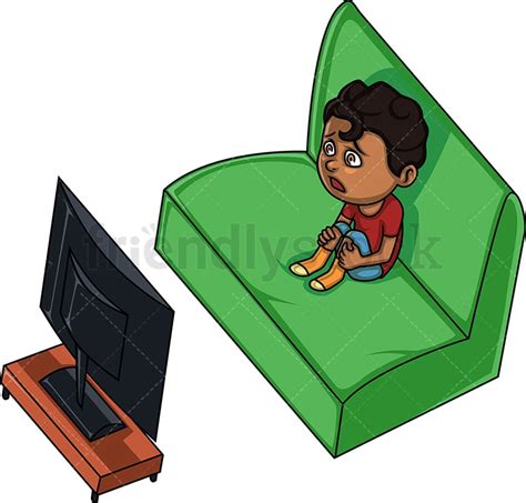 Black Boy Watching Tv Cartoon Clipart Vector Friendlystock Ph