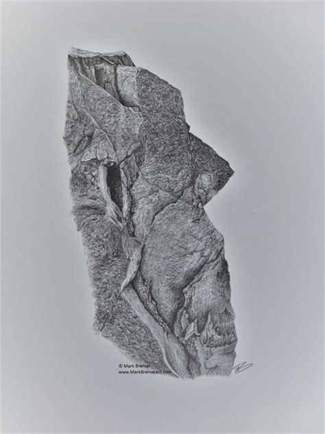Pencil Drawing Rock Face Mark Bremer