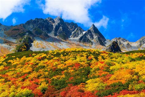 Wallpaper Japan Landscape Fall Mountains Hill Nature Red