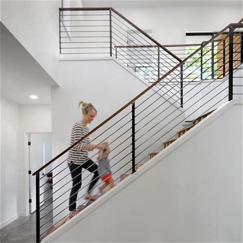 Rod railing posts are designed to give you the sleekest and most modern railing system on the market. Steel Stair Balustrade with Stainless Steel Rod Railing Design