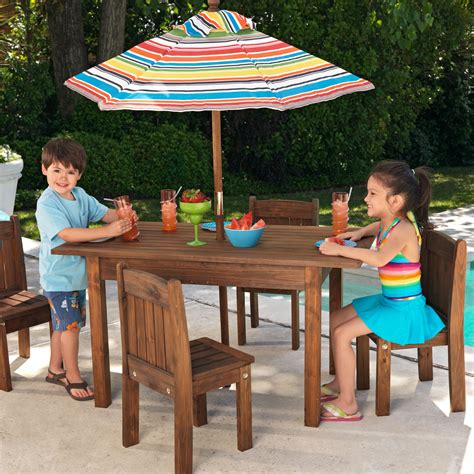 Introduce a friend to your adirondack chairs with the frog furnishings recycled plastic side table resting aside them to provide a place to set your beverage and sunscreen while you enjoy the weather. KidKraft Outdoor Table and 4 Stacking Chairs with Striped ...