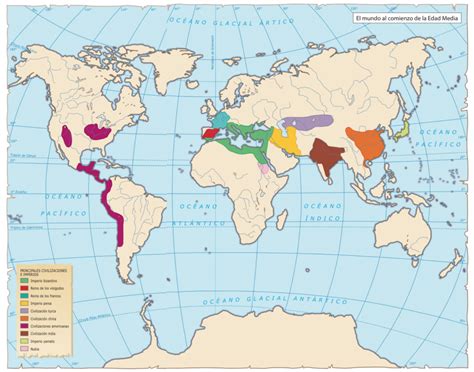 Mapa Del Mundo A Comienzos De La Edad Media