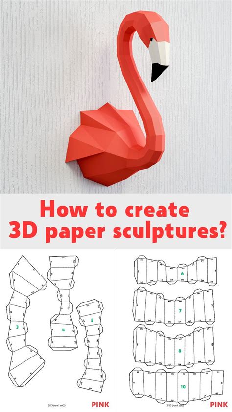Papercraft Flamingo Diy Paper Craft Pdf Template Papercraft 3d Model